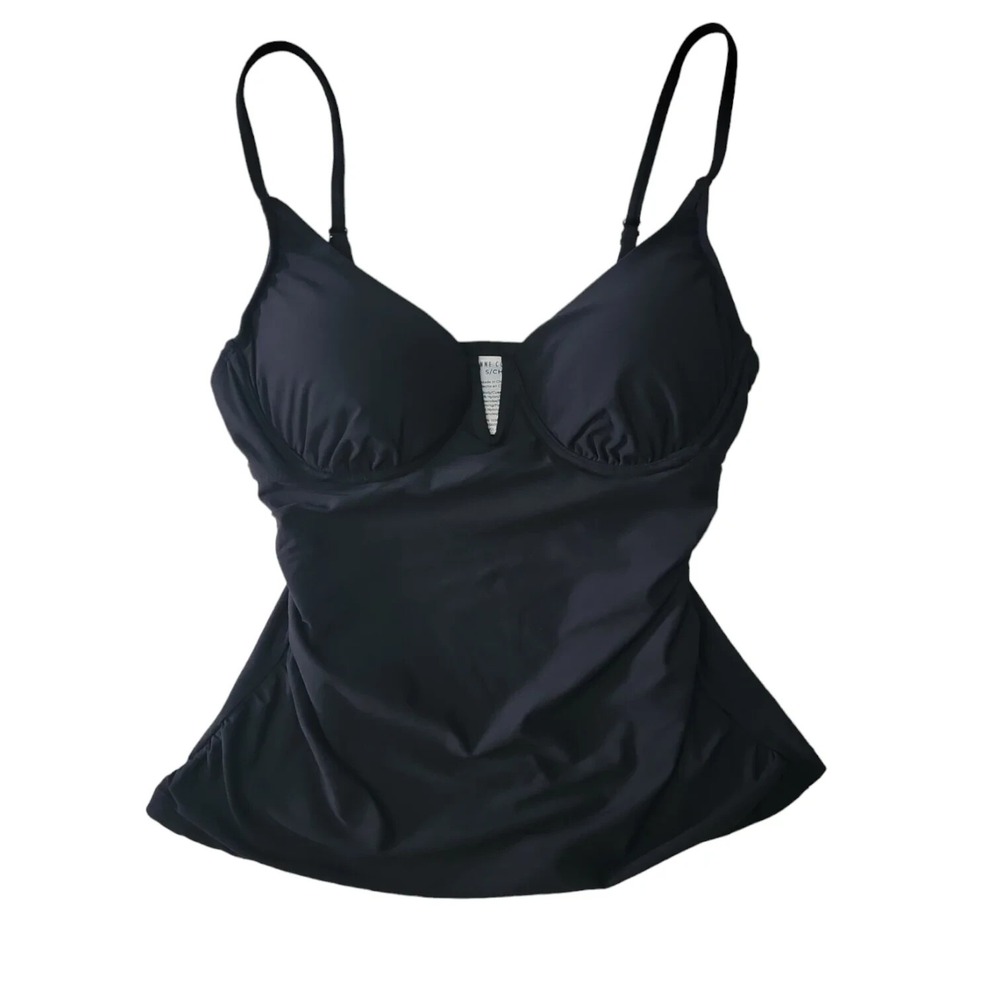 Anne Cole Spaghetti‎ Swim Top XS Tankini Black Adjustable Strap Swimwear NWT
